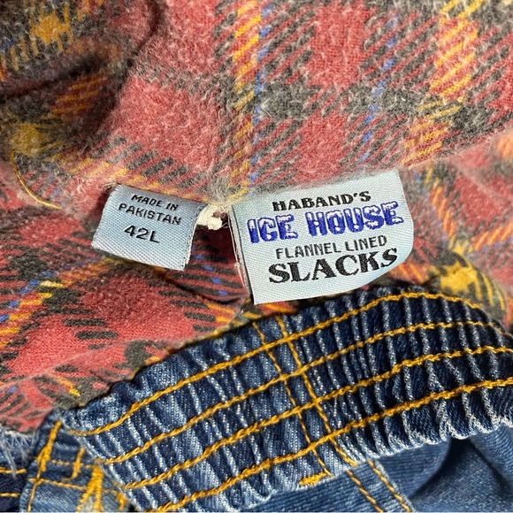 GOOD- Size 42L Mens Habands Ice House Flannel Lined Pants Warm Insulated Blue - Picture 6 of 11